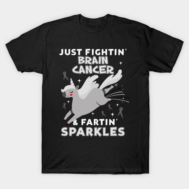 brain cancer funny unicorn farting sparkles T-Shirt by TeesCircle